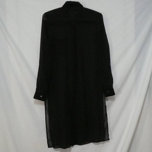 DYNAMITE | xs - extra small | Sheer Black Button-Up Long Sleeve Dress | NWOT - Picture 2 of 16